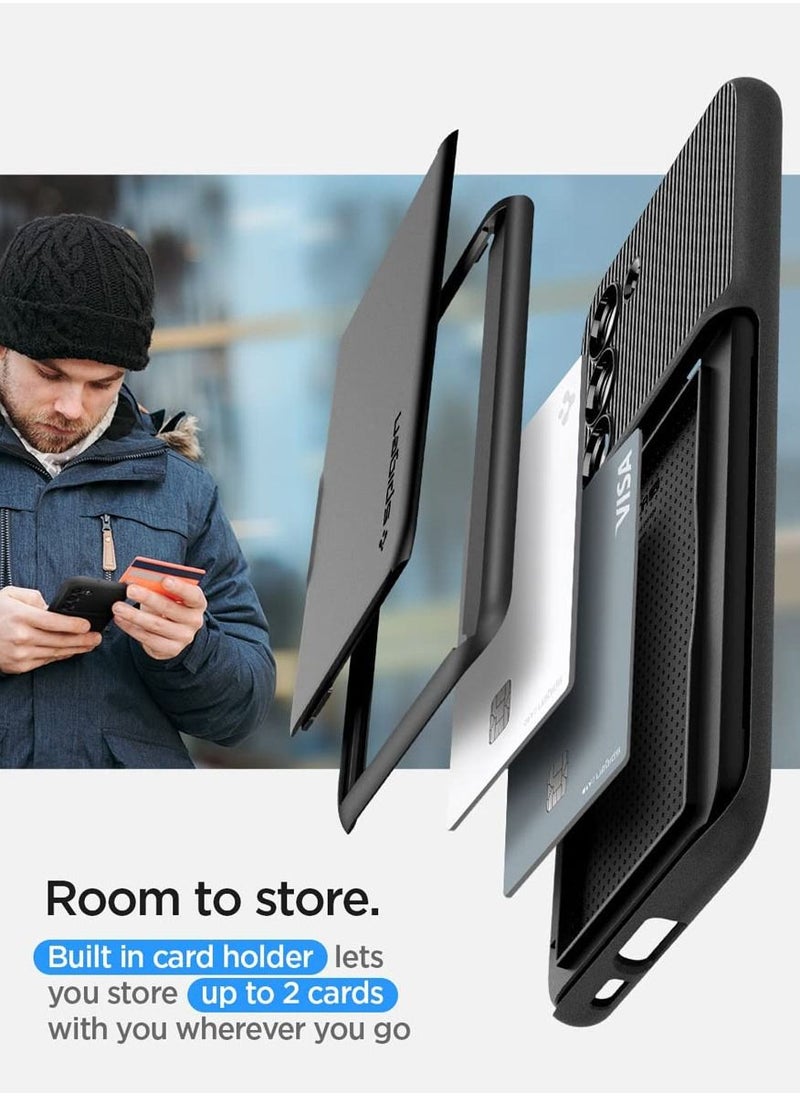 Spigen Slim Armor CS for Samsung Galaxy S23 PLUS Case Cover with Card Holder Compartment - Black  - Image 4