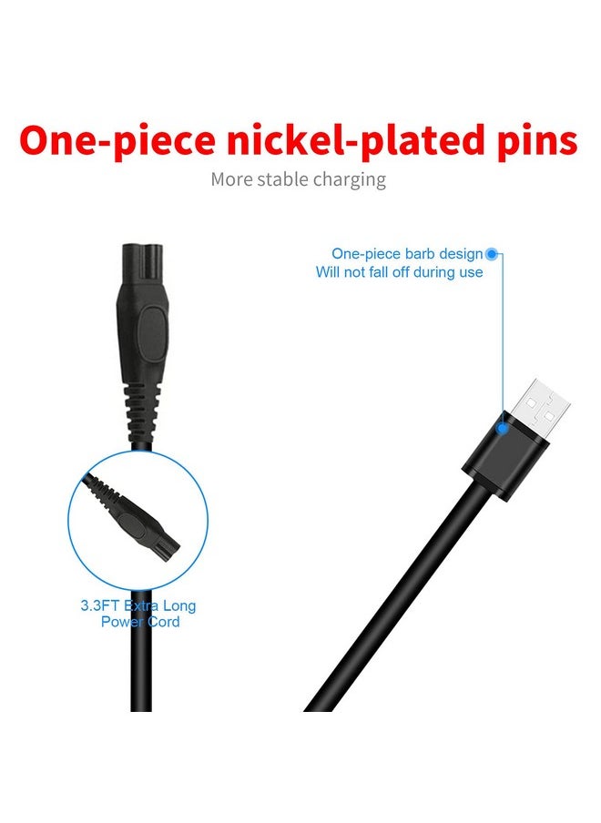 MEROM - Charger Cable Compatible With Brightup Beard Trimmer Hair Clippers Usb Cable Compatible With Brightup Beard Trimmer Body Mustache Nose Ear Facial Cutting Groomer Electric Shaver Power Cord - Image 1