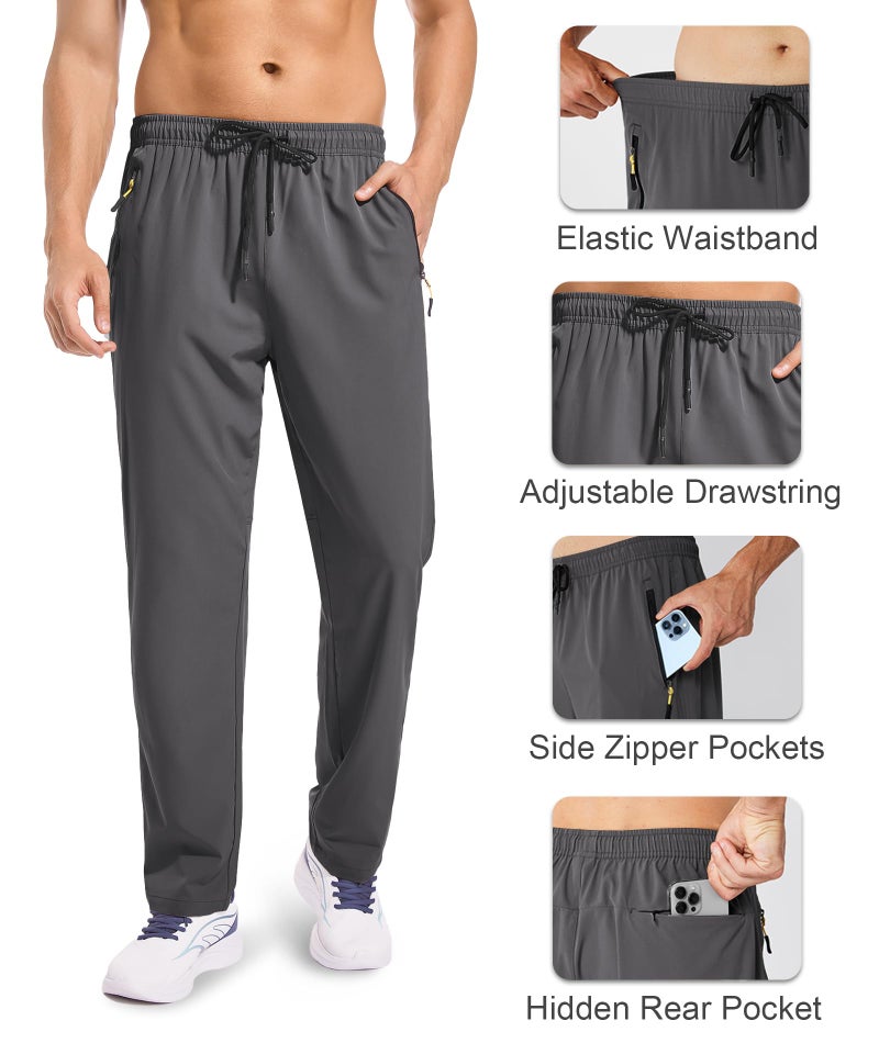 Zoofly Workout Pants for Men Elastic Waist Gym Jogger Pants Quick Dry Athletic Running Pants Exercise Pants with Pockets Track Drack Grey 2XL - Image 5