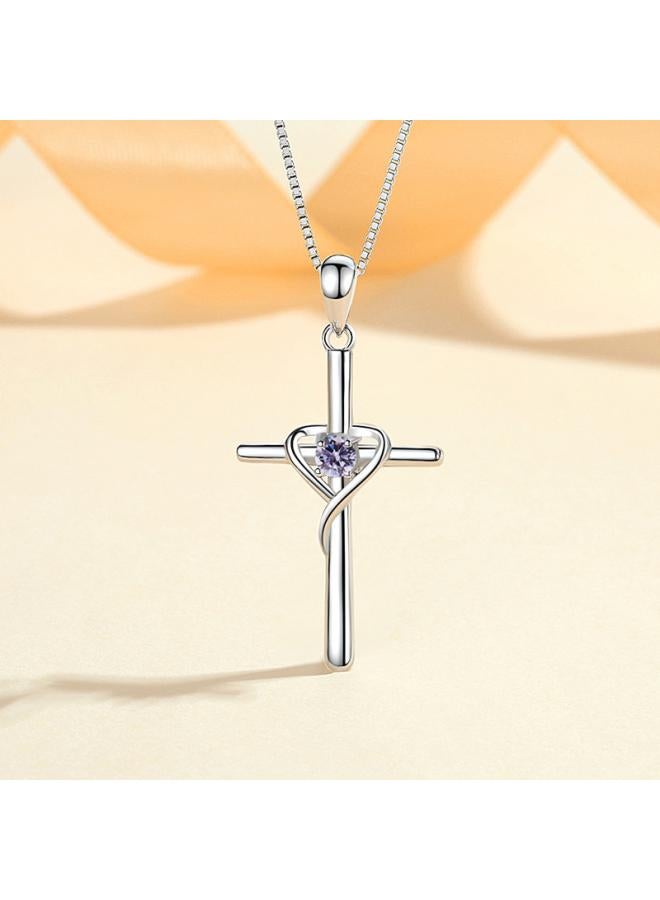 European And American S925 Sterling Silver Cross Frame Pendant Clavicle Chain Niche Retro Personality Jewelry All-match Accessories