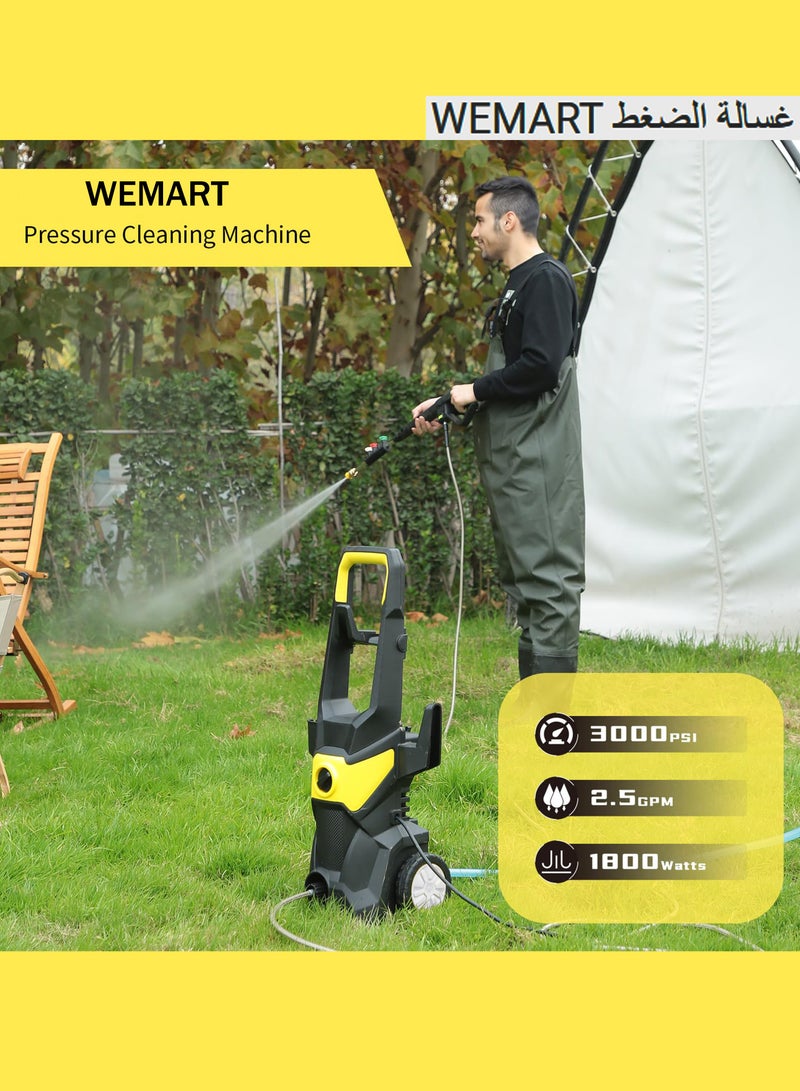 WEMART Electric Pressure Washer, 1800W 150Bar Power Washer with Quick Connect Nozzle, High Pressure Washer with Foam Gun for Car/Fence/Driveway/Patio/Home Cleaning - Image 2