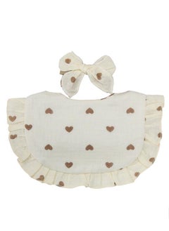 Bambimici -Bella Baby Bib Set for Babies -Heart Print Cream