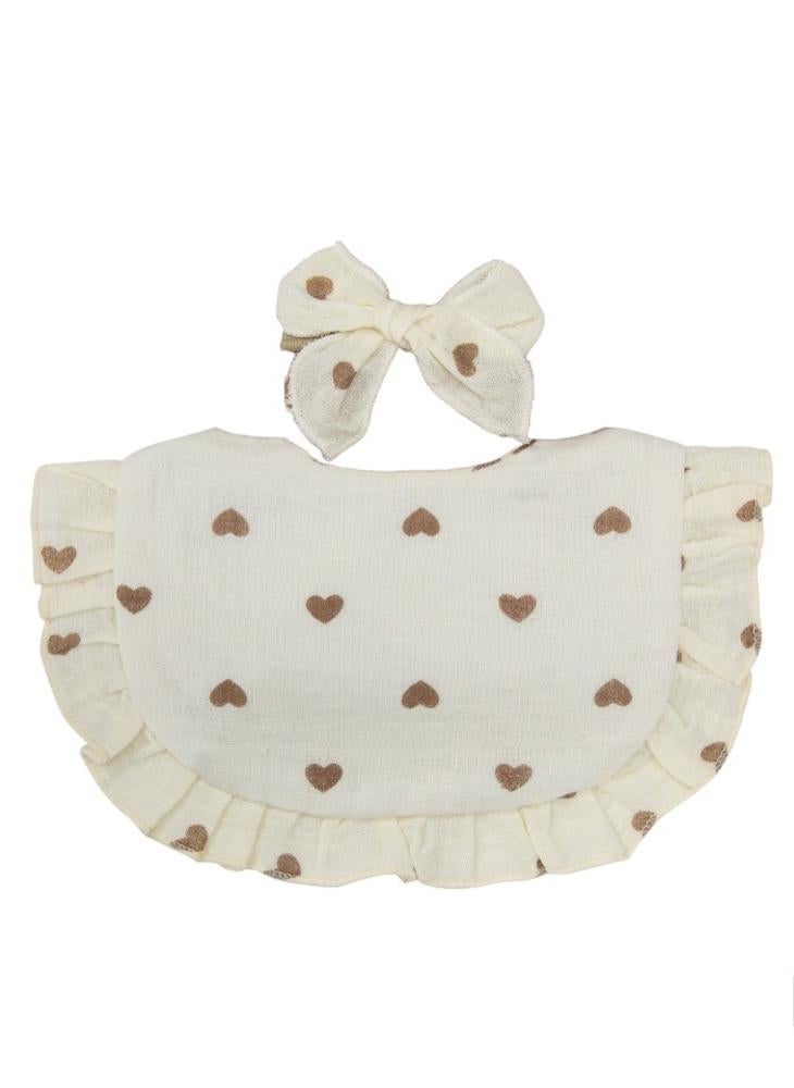Bambimici - Bambimici -Bella Baby Bib Set for Babies -Heart Print Cream - Image 1