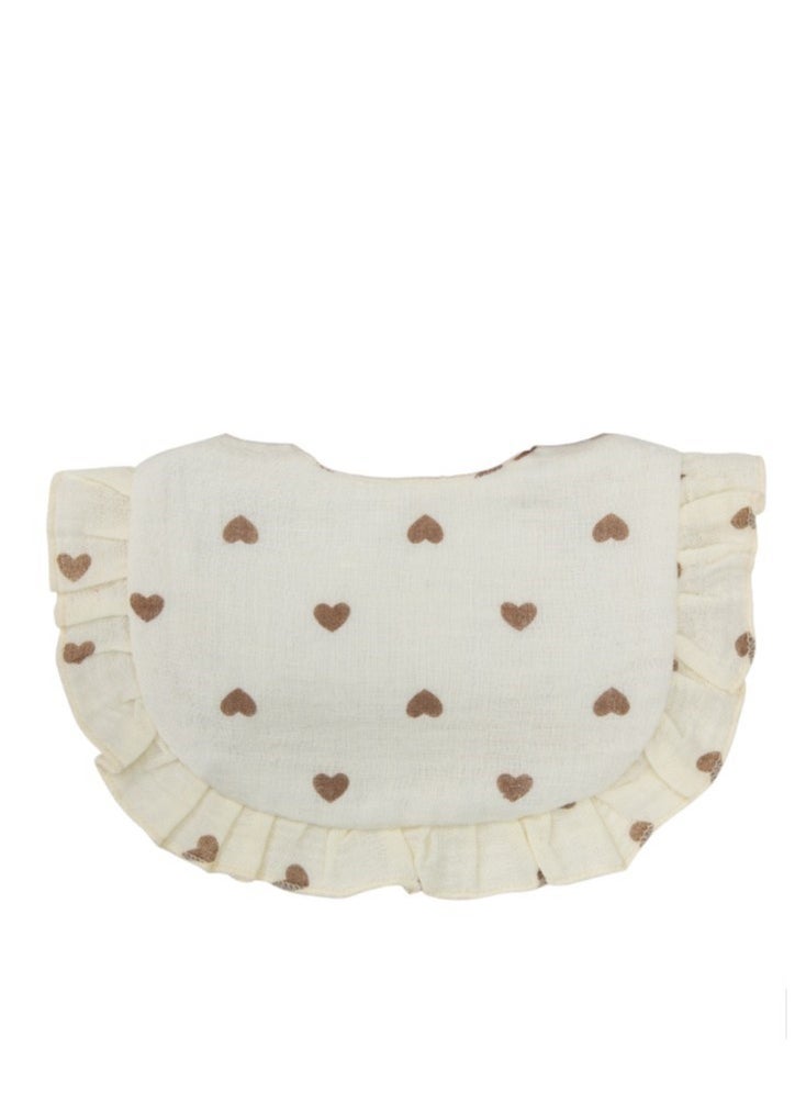 Bambimici - Bambimici -Bella Baby Bib Set for Babies -Heart Print Cream - Image 1