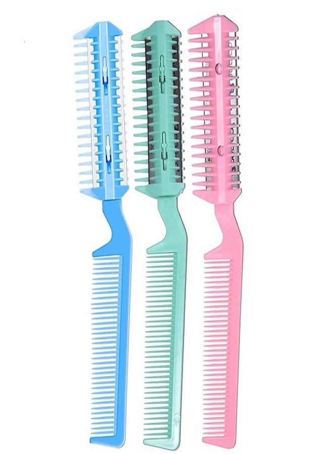 Rinpoche Dual Side Barber Razor Comb Hair Removal Professional Cutting Scissor Double Edge Razor Blades for Salon Tool (Multicolor) (Pack Of 1) - Image 1