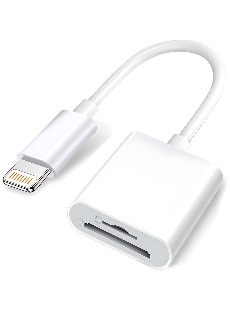 قارئ بطاقة SD لـ iPhone/iPad ، قارئ بطاقة Micro SD مع فتحات مزدوجة متوافقة مع iPhone - Image 1