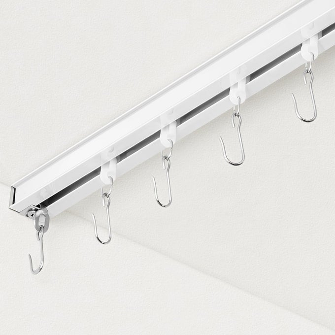 CURTAIN TRACK CEILING CURTAIN TRACK FOR ROOM DIVIDER CEILING MOUNT RAIL SET WITH ROLLER HOOKS WHITE 12FT 18FT