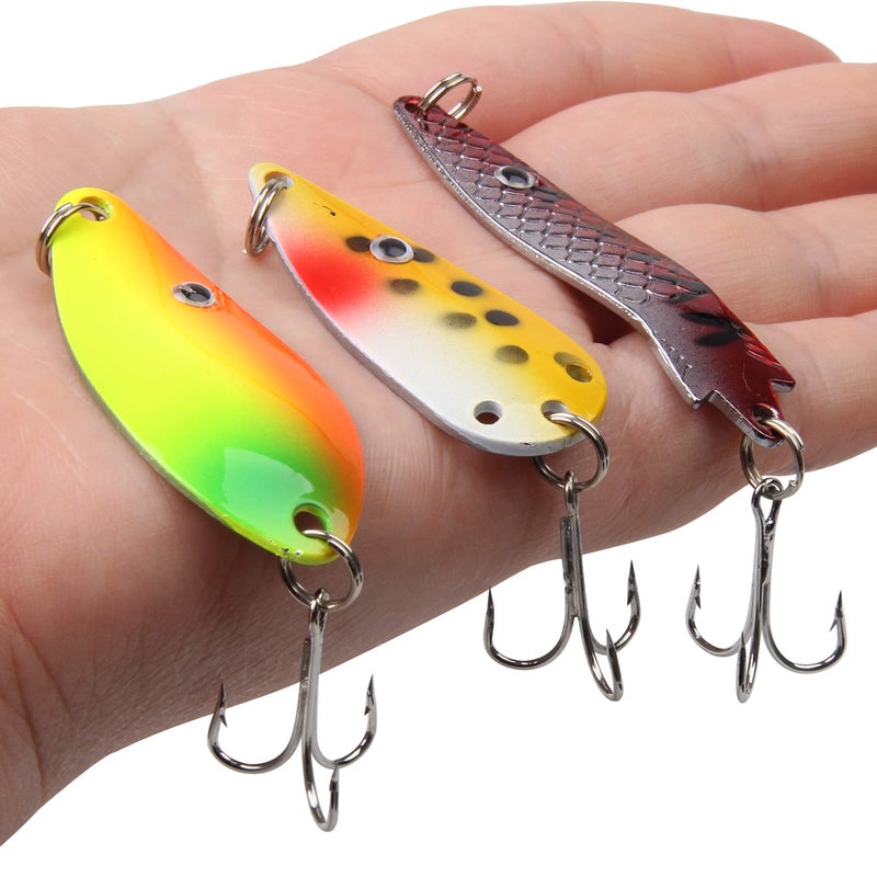 Shaddock Fishing Spoons Metal Lures, 30pcs Colorful Casting Fishing Spinner Baits Trout Trolling Spoon Fishing Lures Sharp Treble Hooks Tackle Kit - Image 5