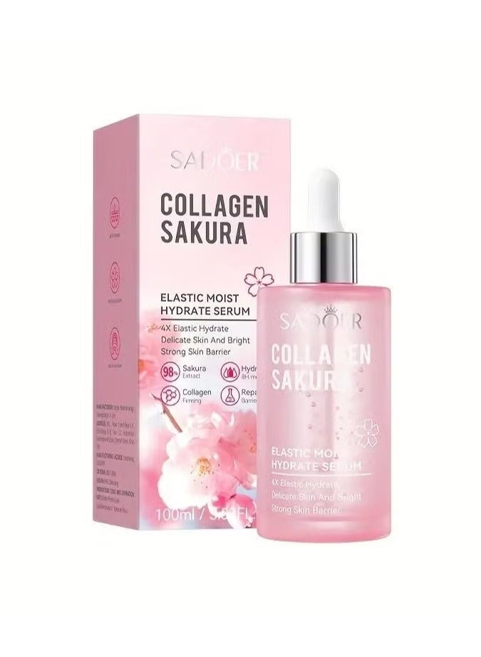 SADOER Sakura Collagen Elastic Serum 100ml  - Hydrates, Strengthens, and Smoothens Skin for a Delicate and Bright Complexion, Improves Dryness, and Enhances Skin Elasticity for a Youthful Glow - Image 1