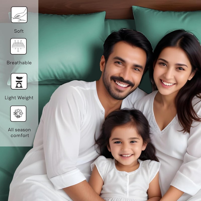 LINENWALAS 100% Eucalyptus Tencel Sheets King Size - Cooling Super Breathable Woven-Lyocell Silk Soft Deep Pocket 16" Anti Pilling 4Pc Sheets Set (King, Aqua) - Image 5