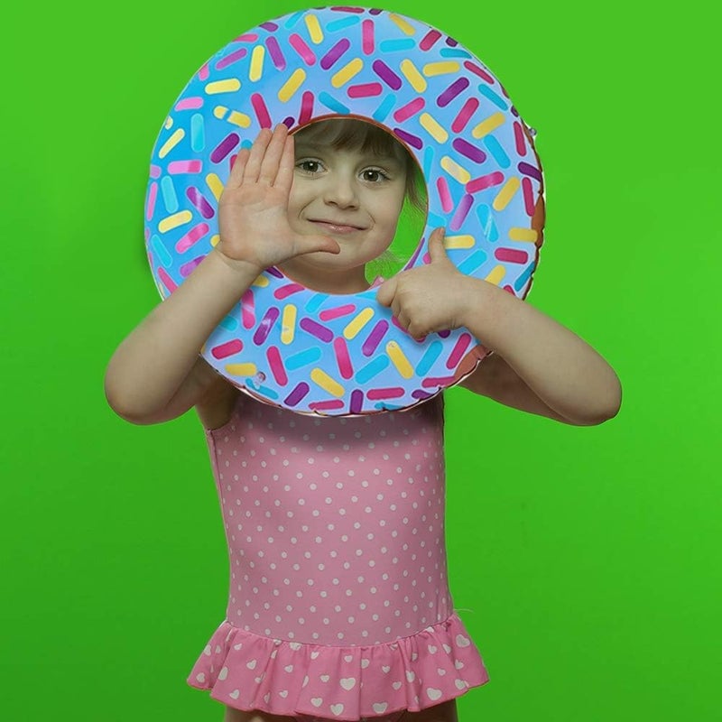 Art Creativity Inflatable Donut Pool Float for Kids (Pack of 4) - Colorful Sprinkle Tube in Assorted Designs for Summer, Beach, and Birthday Party Decorations - Image 4