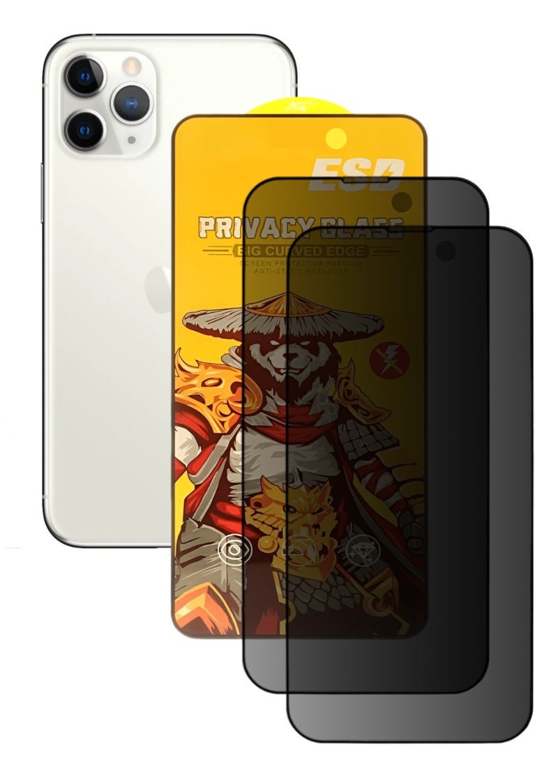 ESD 2 Pieces Tempered Dustproof Privacy Glass Screen Protector Compatible For iPhone 11 Pro - Image 1