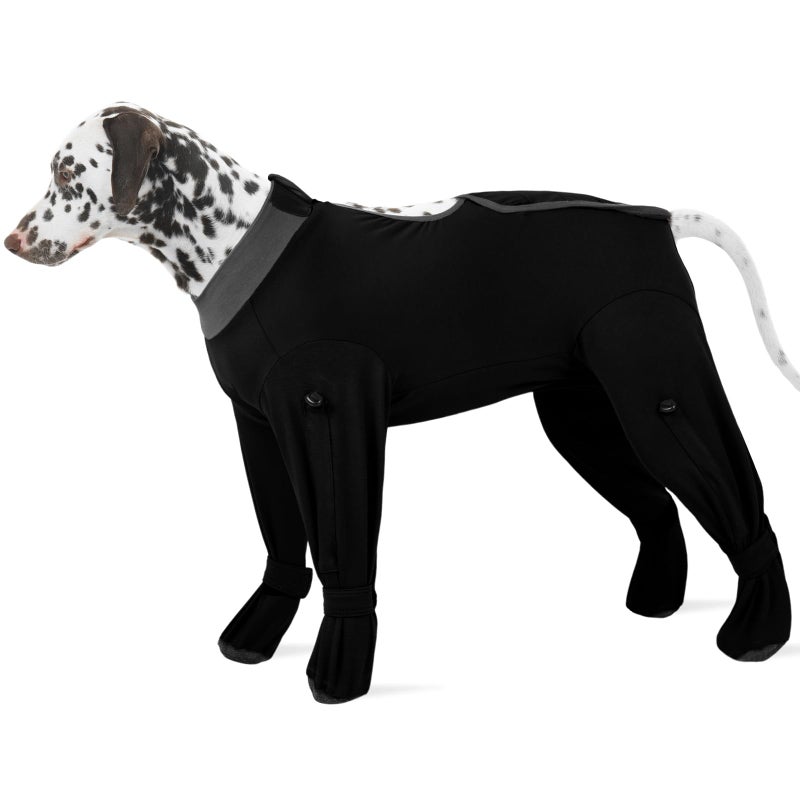 ROZKITCH Dog Surgical Recovery Suit, Soft Onesie for Surgery with Legs Neuter, Long Sleeve for Post-Operative Wounds, Prevent Licking & Shedding for Large Dogs (Male/Female) 4-Leg Black XL - Image 1