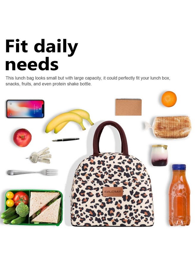 BALORAY Lunch Bag for Women Men Insulated Lunch Box for Adult Reusable Lunch Tote Bag for Work, Picnic or Travel (Beige with leopard) - Image 2