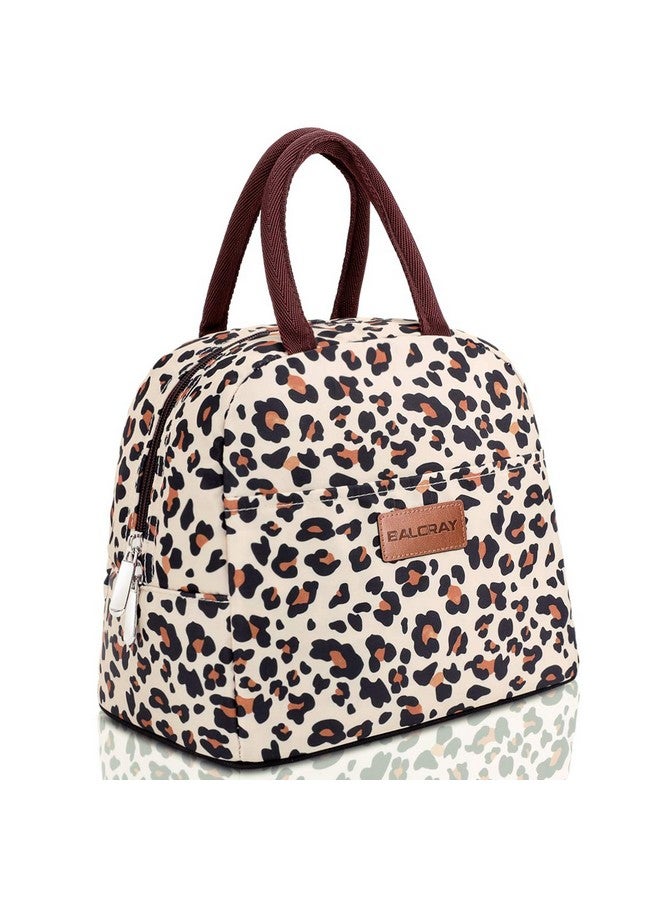 BALORAY Lunch Bag for Women Men Insulated Lunch Box for Adult Reusable Lunch Tote Bag for Work, Picnic or Travel (Beige with leopard) - Image 1