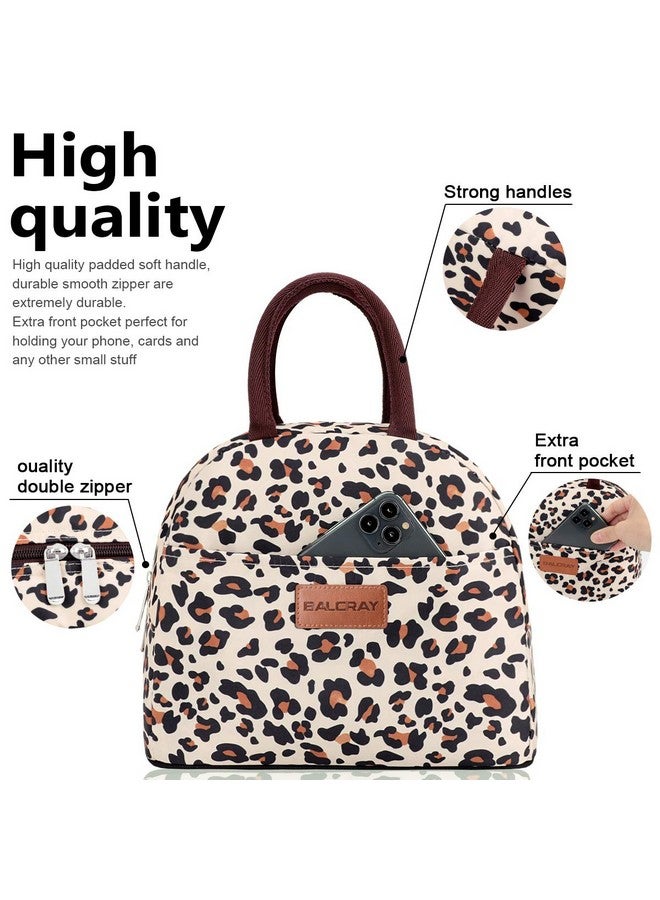 BALORAY Lunch Bag for Women Men Insulated Lunch Box for Adult Reusable Lunch Tote Bag for Work, Picnic or Travel (Beige with leopard) - Image 5