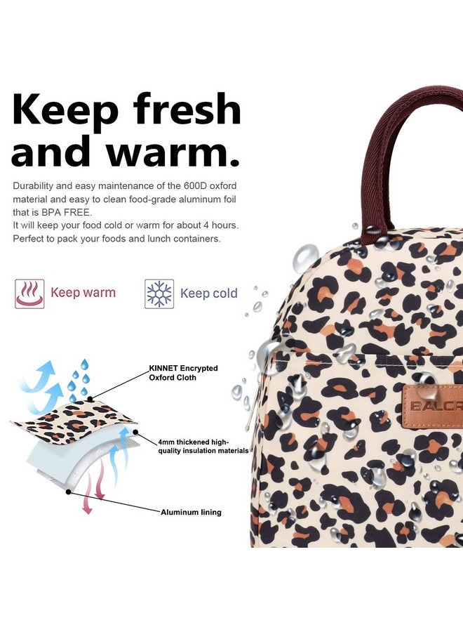 BALORAY Lunch Bag for Women Men Insulated Lunch Box for Adult Reusable Lunch Tote Bag for Work, Picnic or Travel (Beige with leopard) - Image 3