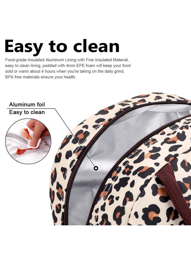 BALORAY Lunch Bag for Women Men Insulated Lunch Box for Adult Reusable Lunch Tote Bag for Work, Picnic or Travel (Beige with leopard) - Image 4