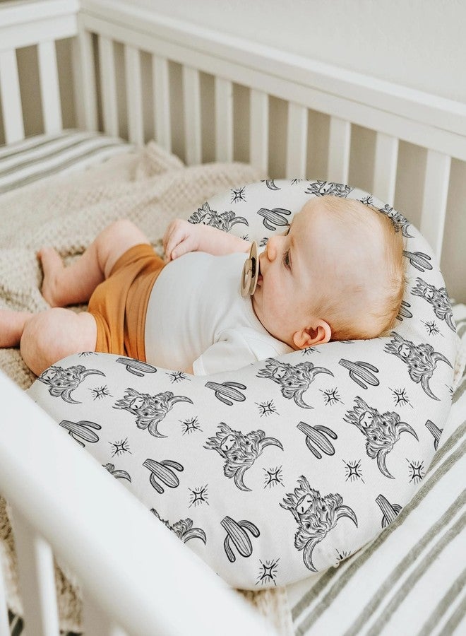 ZoUbqchY Boho Western Cow Cactus Nursing Pillow Covers for Boy Girl Black and White Highland Yak Nursing Pillow Slipcovers for Breastfeeding Pillows Wild West Animal Soft Stretchy Cover for Newborn Infant - Image 5