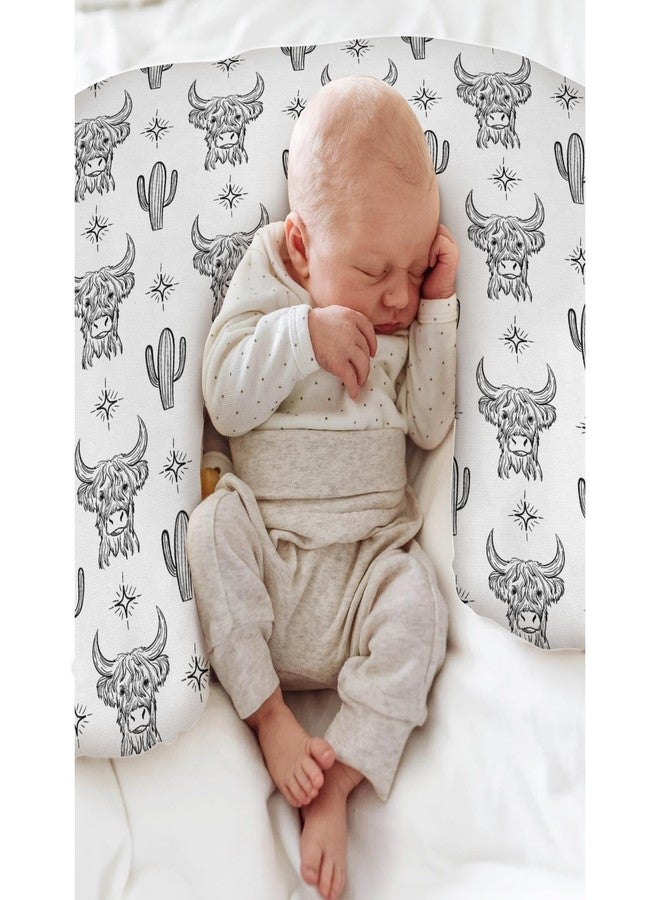 ZoUbqchY Boho Western Cow Cactus Nursing Pillow Covers for Boy Girl Black and White Highland Yak Nursing Pillow Slipcovers for Breastfeeding Pillows Wild West Animal Soft Stretchy Cover for Newborn Infant - Image 4