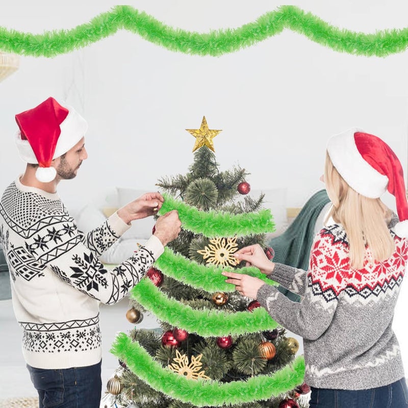 Jocomoni 33FT Christmas Tinsel Garland, Lime Green Metallic Twisted Tinsel Garland Shiny Xmas Hanging Decoration for Christmas Tree Wedding Birthday Home Party Supply - Image 5