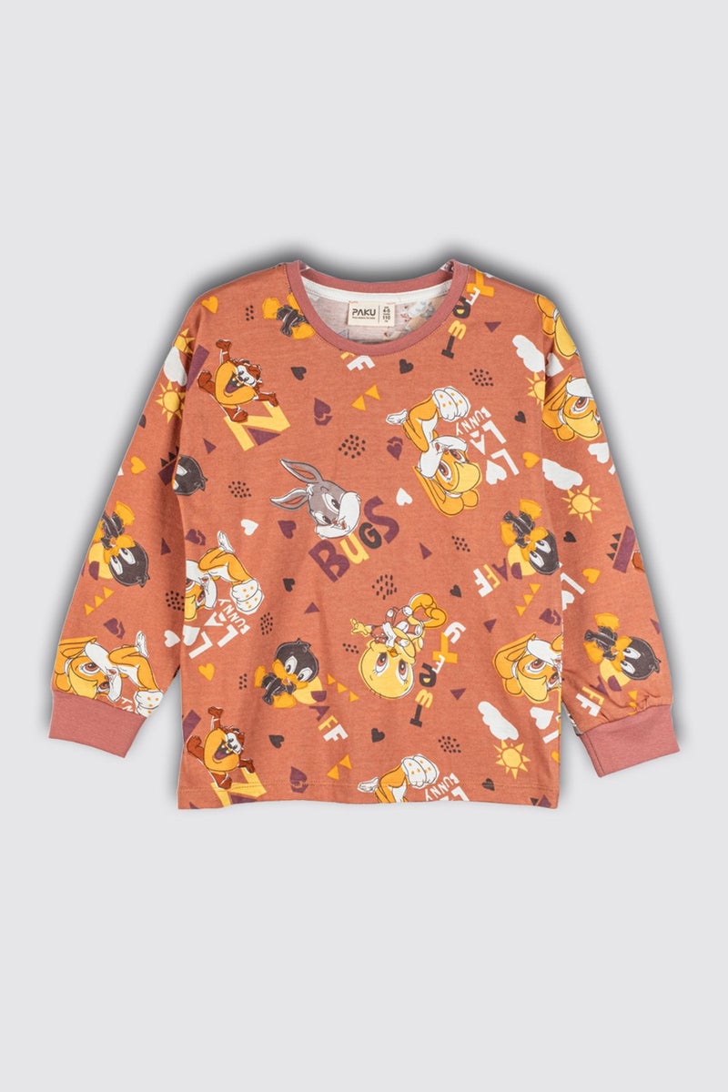 Zuzunga Cartoon Character Patterned Cotton Children's Pajama Set - Image 2