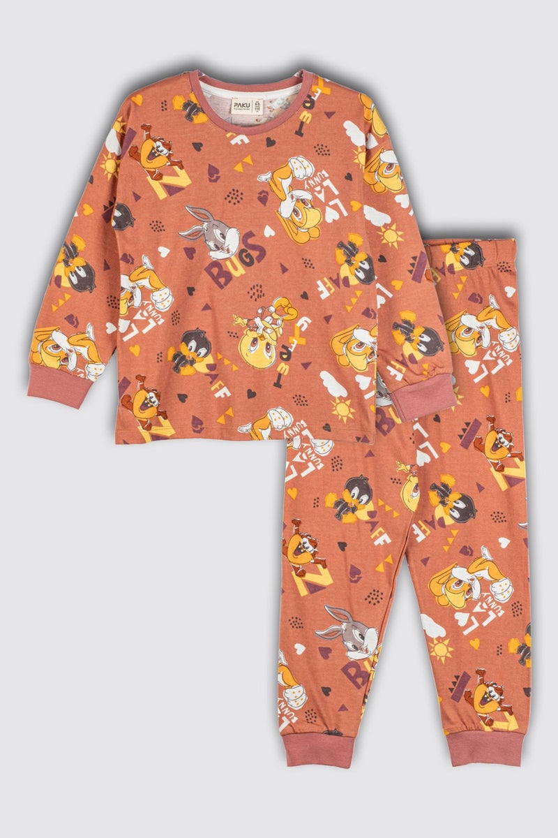 Zuzunga Cartoon Character Patterned Cotton Children's Pajama Set - Image 1