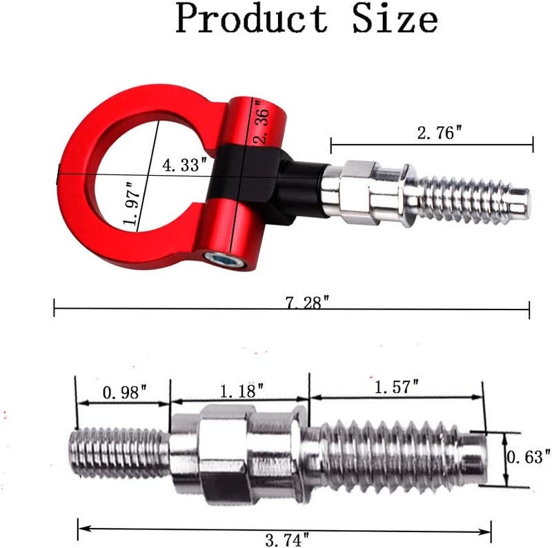 venveal Car Tow Hook with JDM Style Towing Strap - Image 4