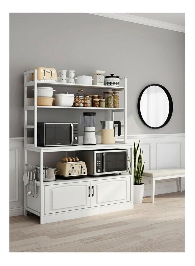 إكسبرت خزانة تخزين متعددة الأغراض ركن القهوة خزانة جانبية للمطبخ لون أبيض 100 * 40 * 158 سم - Image 1