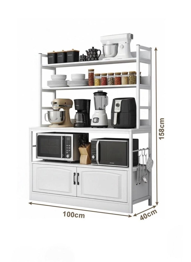 إكسبرت خزانة تخزين متعددة الأغراض ركن القهوة خزانة جانبية للمطبخ لون أبيض 100 * 40 * 158 سم - Image 3