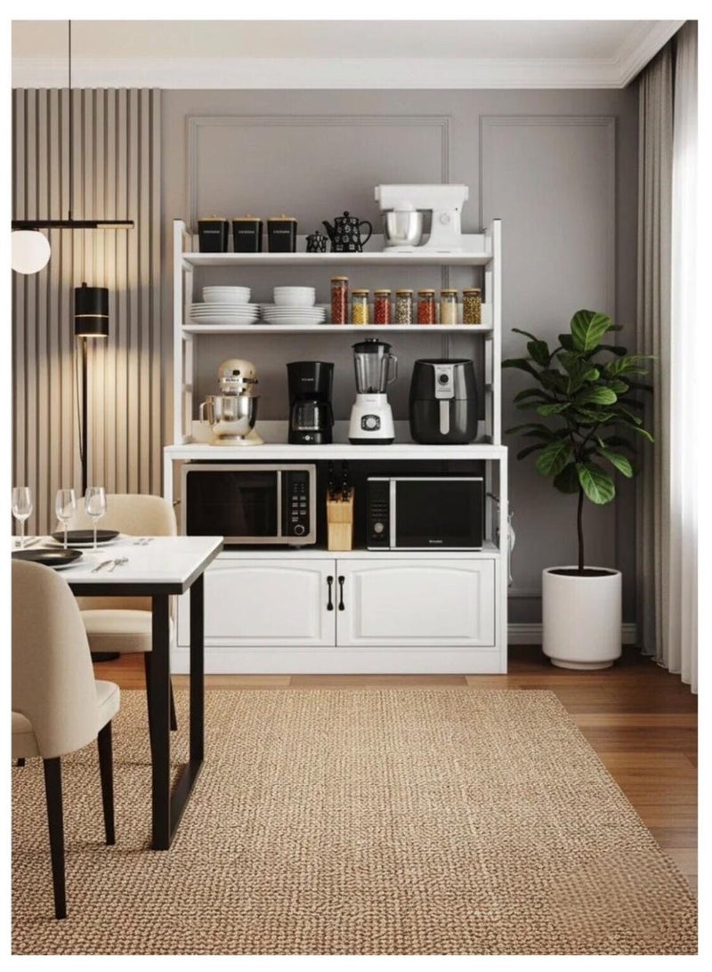 إكسبرت خزانة تخزين متعددة الأغراض ركن القهوة خزانة جانبية للمطبخ لون أبيض 100 * 40 * 158 سم - Image 5