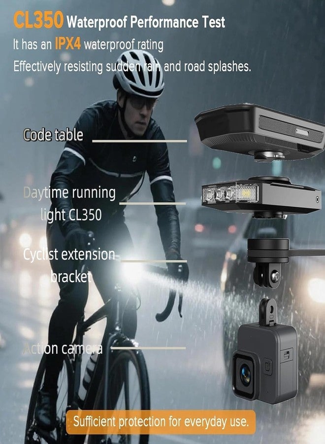 TfruKiet CL350 Bike Front Light with Mount & Cycling for Night Daytime Riding, 4 Modes 4000mAh USB Rechargeable Bike Headlight, Auto On/Off, IPX4 Waterproof 220° Wide Beam Warning Lamp - Image 4