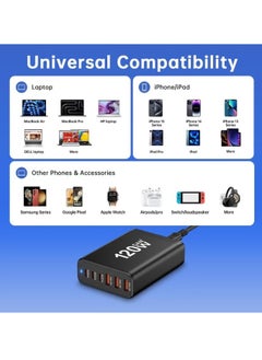 ARNOTEC USB C Charging Station 120W  Compact 6 Port USB C Charging Station, Portable USB C Wall Charger Adapter With 3 USB-C + 3 USB-A, 65W Port for MacBook IOS, Galaxy  - Image 5