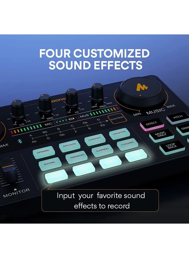 Maono مجموعة معدات بودكاست ماونو - خلاط صوتي استوديو إنتاج شامل مع ميكروفون 3.5 مم للبث المباشر، التسجيل، الكمبيوتر، الهاتف الذكي، دي جي ماونوكاستر لايت (Au-Am200-S6 أسود) - Image 3