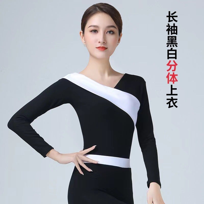 Body Etiquette Training Clothing Elegant Square Dance Suit Training Clothing Adult Body Training Dance Clothing Gold Velvet - Image 1
