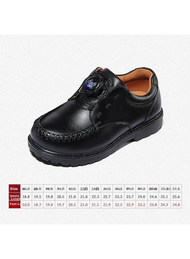Snoffy Children's Leather Shoes Spring Boys' Black Leather Shoes With Rotary Buckle, School Performance Shoes, Comfortable Formal Shoes, Academy Black Size 40 - Image 5