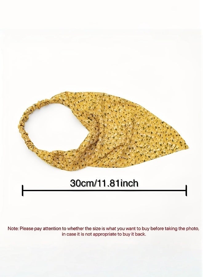 5 Pcs Floral Hair Scarf Headband Chiffon Elastic Bandanas Triangle Hairband Headwear Headwrap Hair Accessories - Image 3