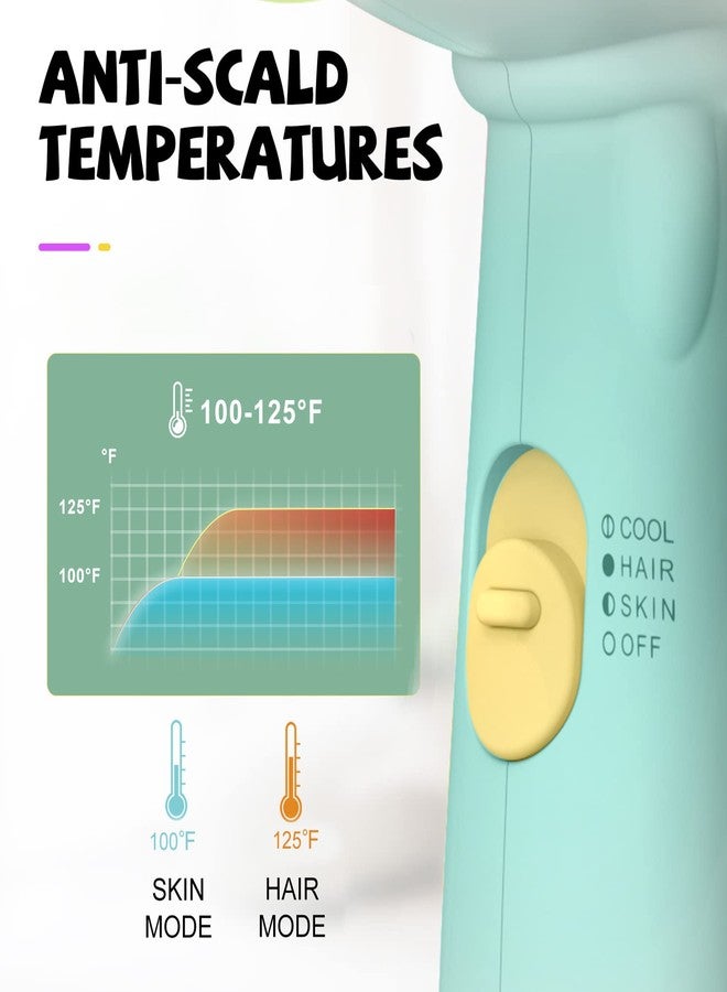 Feekaa Kids Hair Dryer, Low Noise Gentle Heat for Kids Skin, Gift for Children's Birthday, Christmas, Yellow-Green - Image 3