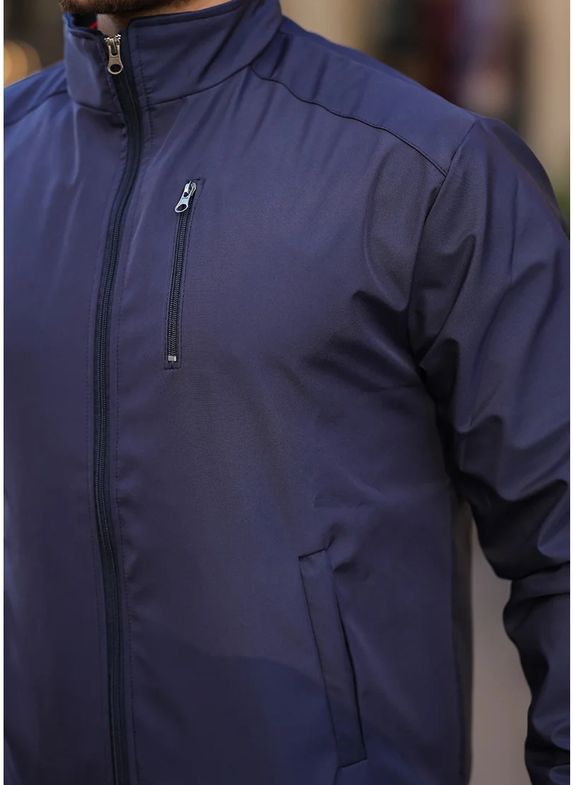 إكسير Seasonal Men's Coat & Jacket Classic Zipper Navy Blue