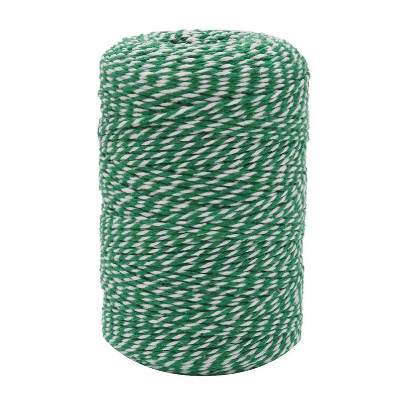 Tenn Well Green and White Twine 656 Feet Cotton Bakers Twine Perfect for Baking Butchers Crafts Gift Wrapping Christmas Decoration