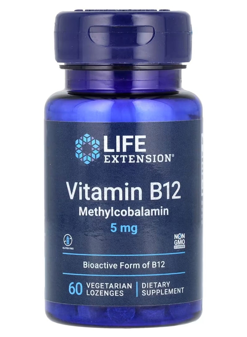 لايف إكستنشن تمديد الحياة، فيتامين ب12 ميثيل كوبالامين، 5 ملغ، 60 معينات نباتية - Image 1