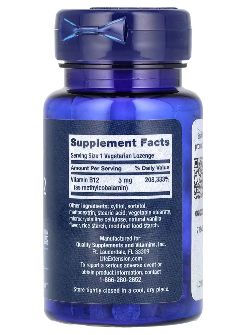 لايف إكستنشن تمديد الحياة، فيتامين ب12 ميثيل كوبالامين، 5 ملغ، 60 معينات نباتية - Image 2