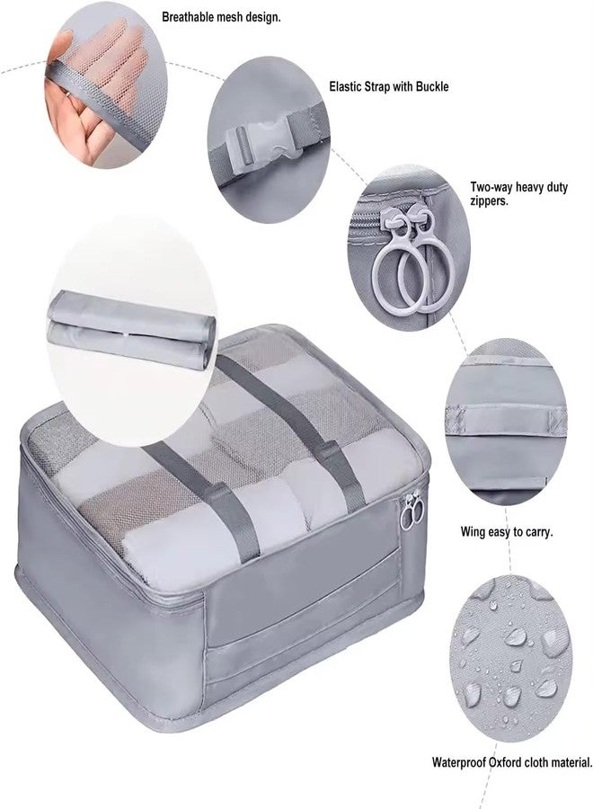 Sprqcart Polyester 7 Set Travel Organizer Bag 3 Packing Cubes + 3 Pouches + 1 Toiletry Organizer Bag (Grey, 27.99 Cm, 11 Cm) - Image 2