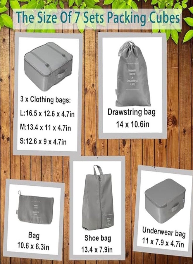 Sprqcart Polyester 7 Set Travel Organizer Bag 3 Packing Cubes + 3 Pouches + 1 Toiletry Organizer Bag (Grey, 27.99 Cm, 11 Cm) - Image 3