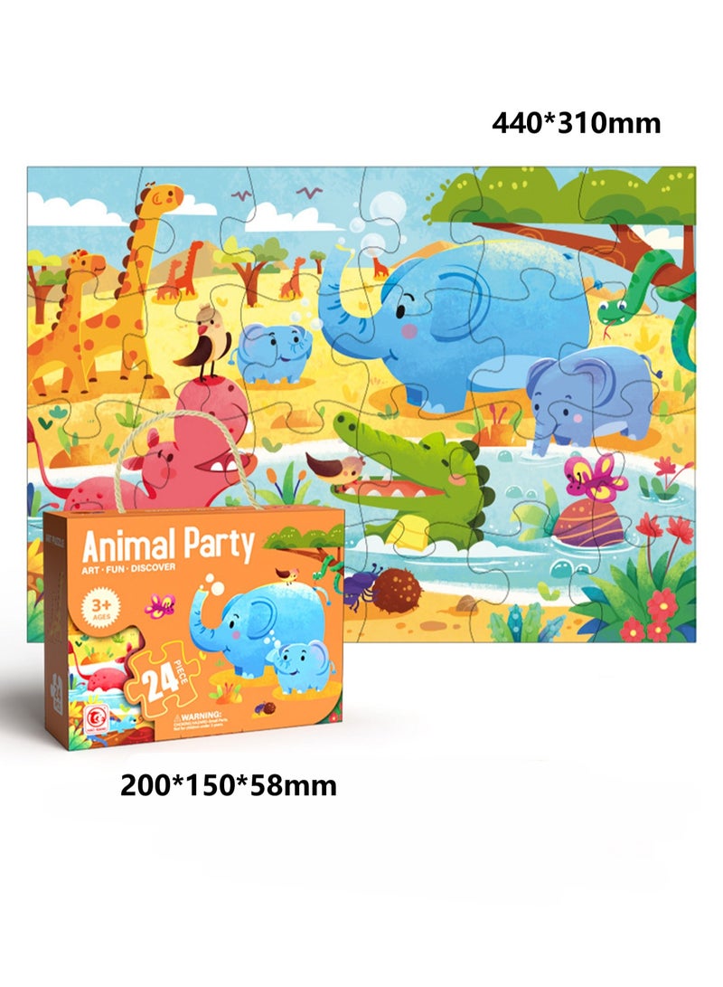 Educational Kids Floor Jigsaw Puzzle Toy, Preschool Learning and Educational Toy, Gift for 3-4 Years Old Boys and Girls (24 Pieces Jungle Animals) - Image 2