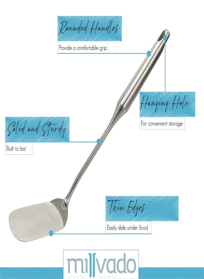 Millvado Stainless Steel Cooking Spatula,15 Inch Metal Turner, Kitchen Slotted Flipper For Grills, Camping BBQ’s, Frying Pancakes, Burgers, Large Cookware For the Professional Chef - Image 2