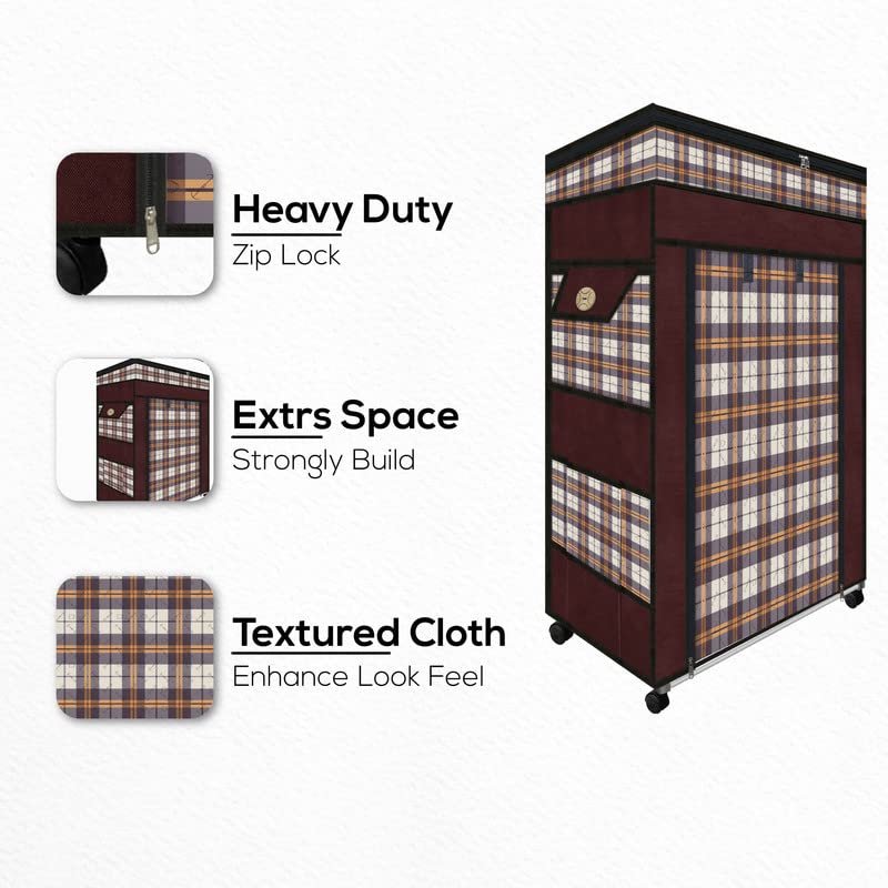 TRENDY Metal Multipurpose Foldable Shoe Rack For Home With Cover | 360 ° Rotating Wheels, Dustproof Zip Cover With Side And Zipper Top Pockets, 30 X 57 X 90 Cm - Image 5