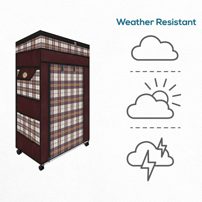 TRENDY Metal Multipurpose Foldable Shoe Rack For Home With Cover | 360 ° Rotating Wheels, Dustproof Zip Cover With Side And Zipper Top Pockets, 30 X 57 X 90 Cm - Image 4
