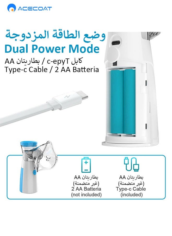 ACECOAT - Portable Nebulizer Machine,Mini Vaporizers,USB Rechargeable Handheld Mesh Inhaler,Two Ways To Use For Adults And Children With Breathing Problems, For Home Office Outdoor - Image 1