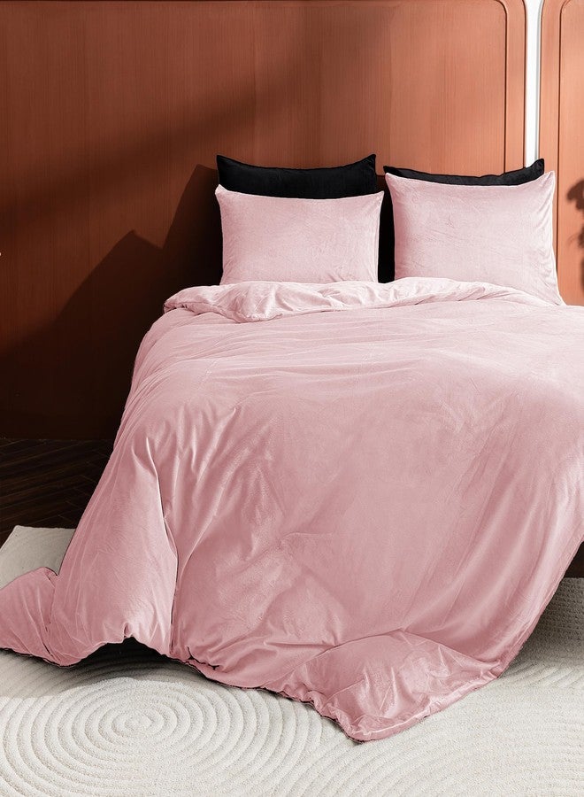 TELUS 2 Pack Zippered Velvet King Pillowcases, Super Soft and Cozy Luxury Fuzzy Flannel Pillow Cases with Zipper, 20x36 Inches, Pink - Image 3